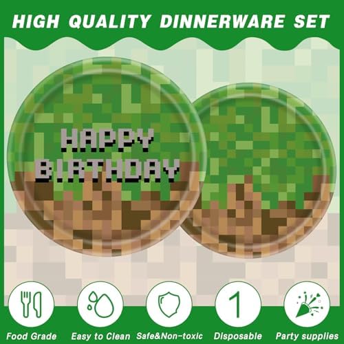 140pcs Green Birthday Party Decorations Green Plates Napkins Party Supplies Disposable Paper Cups Tableware Set for Boys Kid Teen Birthday Decor Serves 20 - Image 4