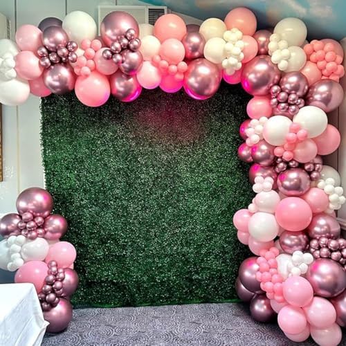Pink and White Balloon Arch Kit, Pastel Pink Metallic Pink Pearl White Balloons Garland with Clear Balloons Explosion Star Foil Balloons for Girls Birthday Valentine's Day Princess Party Decorations - Image 4