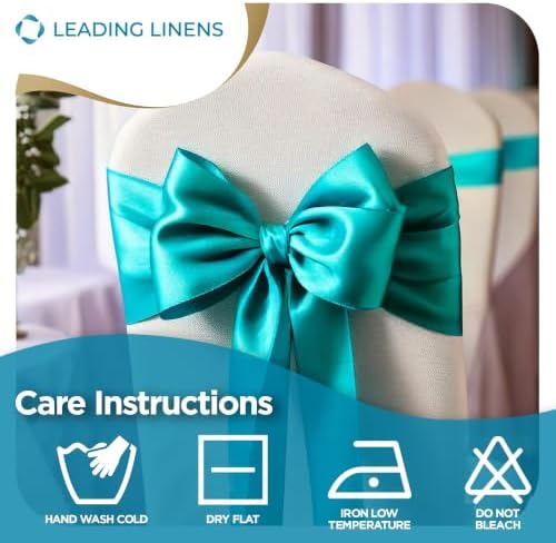 Leading Linens 20 pcs Turquoise 108"x8" Satin Bow Sash Chair Cover Decor - Image 6