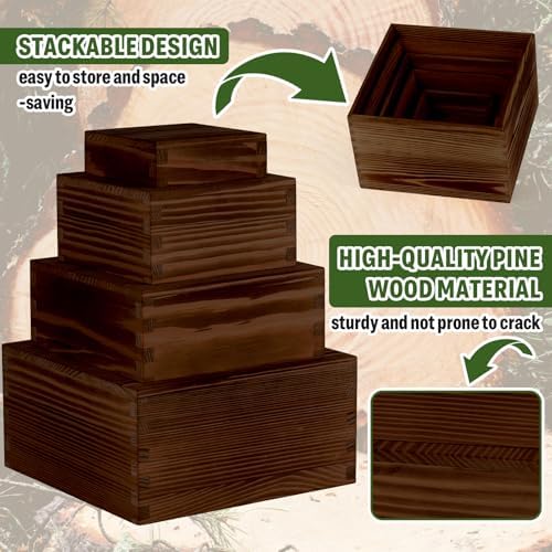 8-Pack Pine Wood Buffet Risers, Multi-Size Nesting Cube Food Display Stands - Image 6