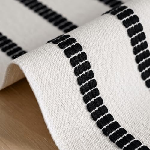 Artoid Mode Black Farmhouse Woven Stripe Table Runner, Seasonal Holiday Boho Rustic Kitchen Dining Table Decoration for Home Party Decor 12x90 Inch - Image 5