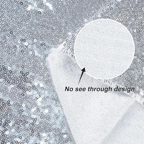 Juya Delight Sequin Backdrop Curtain Non-Transparent Sequin Photography Background Backdrop Curtain for Birthday Party Wedding Festival Ceremony 6FTx8FT Silver - Image 4