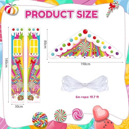 Peryiter 3 Pcs Candy Door Decorations Porch Signs Birthday Party Backdrop - Image 2