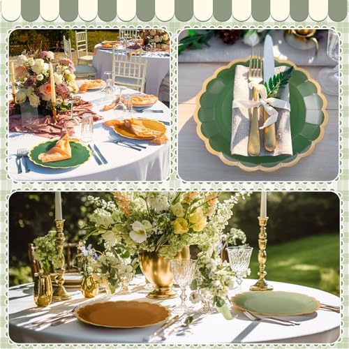 48 Pcs Nature Wedding Color Paper Plates 9 Inch Scalloped - Image 5