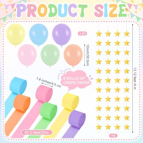 Booson Pastel Birthday Decorations Paper Chain Garland Set Strips Streamers - Image 2