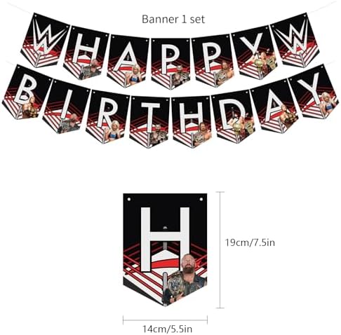 Wrestling Birthday Decorations, Wrestling Party Supply include Happy Birthday Banner, Cake Topper, Cupcake Toppers, Balloons for Kids Adults Party Decorations (Black) - Image 3