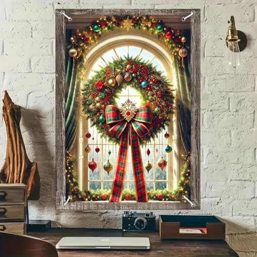 BlissYard Holiday Xmas Window Decor Cover 32x47 Inch Fabric by BlissYard