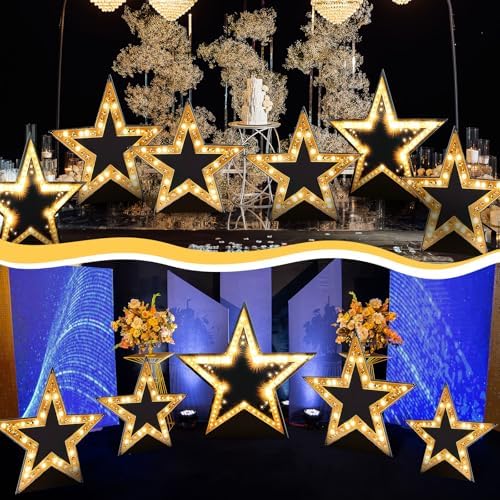 Leinuosen 6 Pcs 25.8"-31.5" Star Starry Night Movie Night Party Decorations Graduation Under the Stars Cardboard Cutout Stand-up Prom Award Homecoming Wedding Birthday Party Photo Prop Backdrop Decor - Image 5