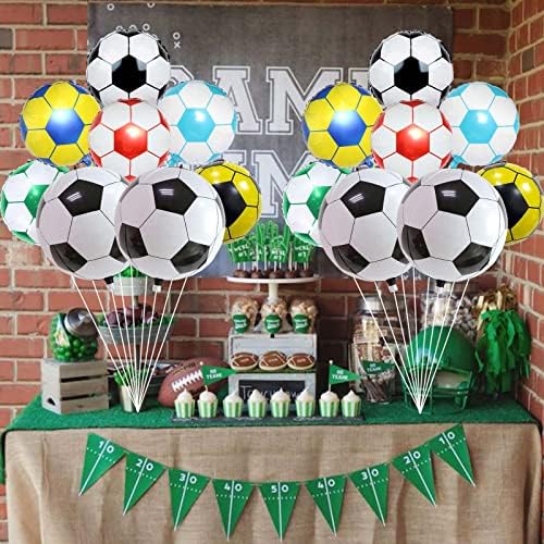 8Pcs Soccer Foil Balloons Set, 22 inch 4D Soccer Mylar Foil Balloons and 18 inch Multicolor Football Foil Balloons for Boys Kids Soccer Ball Game Fans Birthday Party Decoration Supplies - Image 4