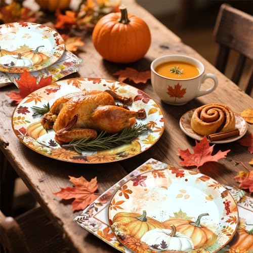 180 Pcs Fall Paper Plates and Napkins Party Supplies,Serve 60 - Image 7