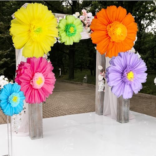 Giegxin 6 Pcs 39.3", 31.5", 24" Mexican Giant Paper Flowers Wall Decor - Image 2