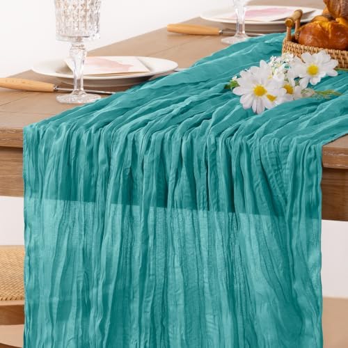 Teal Blue Table Runner Fall Cheesecloth Table Runner Dinning Decor, 6 Pack - Image 2