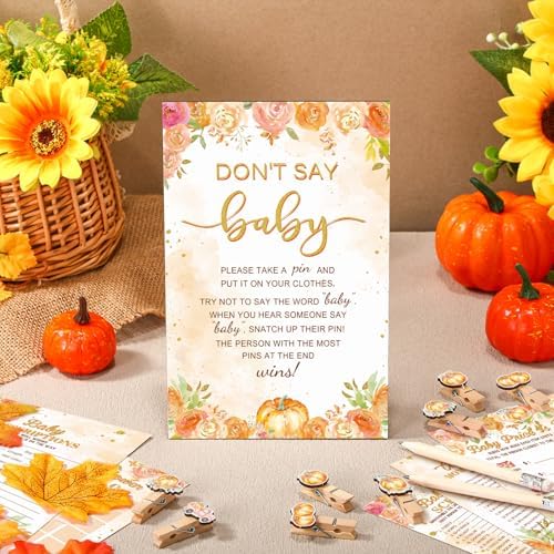 Patelai 321 Pcs Baby Shower Games Supplies, Watercolor Pumpkin - Image 2