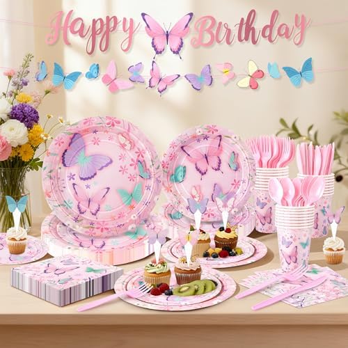 195pcs Butterfly Birthday Party Decoration, Butterfly Themed Party Supplies - Image 4