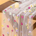 Flower Table Runner Fall Daisy Floral Tulle Cheesecloth Wedding Decor by Socomi