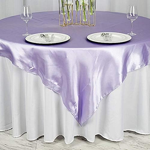 Balsa Circle 10 pcs 72x72 inch Lavender Square Tablecloth Satin Fabric Overlays Linens | Table Cloths Cover for Wedding Party Banquet Reception Events Decoration Kitchen Dining Events Kitchen Dining - Image 2