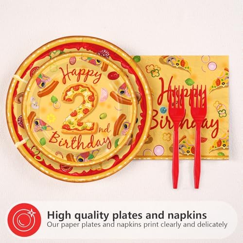 96Pcs Pizza 2nd Birthday Party Decorations for Baby Shower, Serves 24 - Image 2
