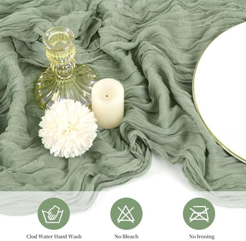 10 Pack Cheesecloth Table Runner 20 x 120 Inch, Sage Green - Image 4
