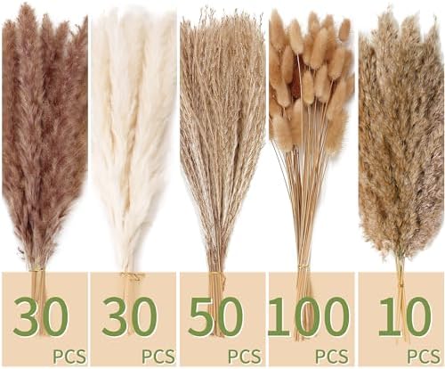 220 PCS Dried Flower Bouquet – Pampas Grass, Floral Decor for Home, Wedding, and Boho Style | Perfect for Vases, Fall, Spring, Summer, and Winter Arrangements - Image 2
