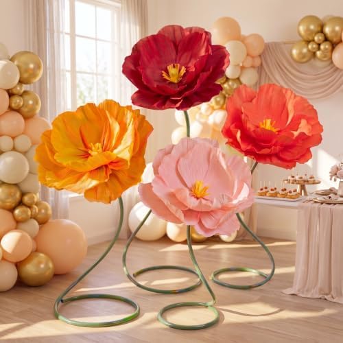 4 Pcs 5ft Large Paper Mix Color Poppy Flower Giant Artificial Poppy - Image 2