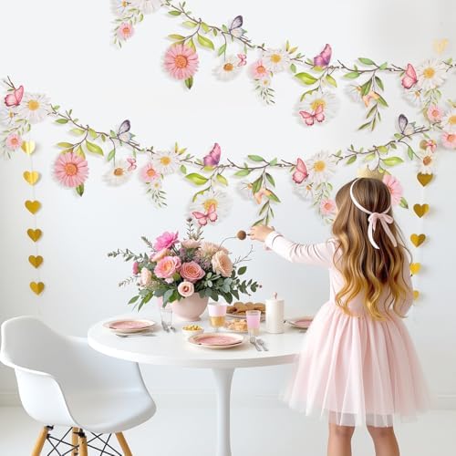 SUNBEAUTY 13FT Wildflower Garland Butterfly Daisy Banner Flower Garlands - Image 6