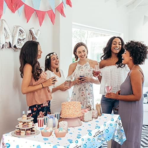 6 Pack Elephant Tablecloth Decorations, Plastic Tablecloth Table Cover Backdrop for Baby Boy Girl Gender Baby Shower Party Supplies, 54 x 108 Inch, Blue - Image 7