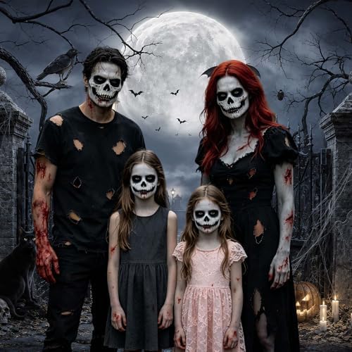 6 x 4 ft Halloween Backdrop Spooky Graveyard Cemetery Full Moon Pumpkin Black Cat Skull Photography Background, Horror Fall Party Decor Photo Booth Props, Kids Birthday Studio Wall Decor Banner - Image 3