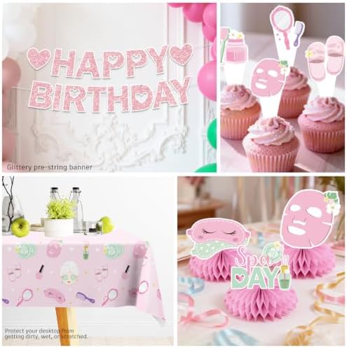 205Pcs Spa Birthday Party Supplies for Girls Tableware Set, 25 Serves - Image 6