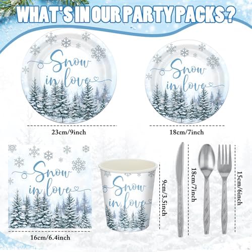 168 Snow in Love Bridal Shower Decor Snowflake Tableware Set - Image 2