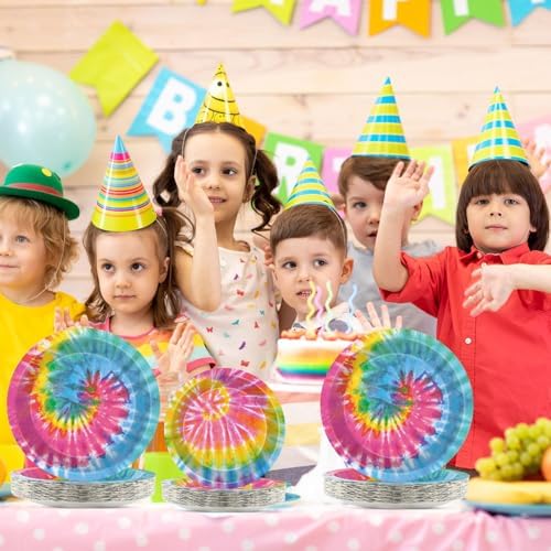 Qyeahkj 25 Guests Tie-Dye Party Supplies, Tie-Dye Party Plates Napkins Forks Set for Tie-Dye Birthday Party Decorations Boys Tie-Dye Birthday Party Supplies Favors (QY0103) - Image 5