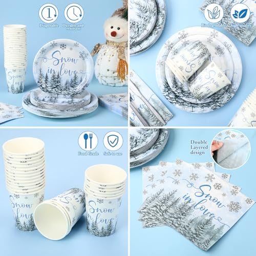 168 Snow in Love Bridal Shower Decor Snowflake Tableware Set - Image 3