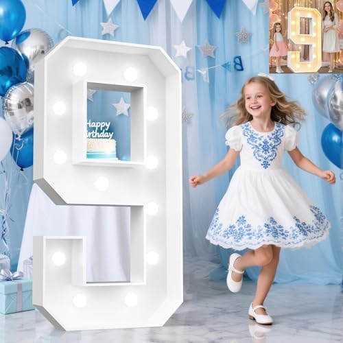 Pooqla 4 FT Marquee Numbers, Light Up Number 9 9th Birthday Decorations by Pooqla