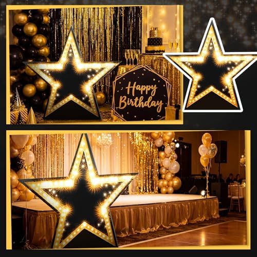 Leinuosen 4ft Star Starry Night Party Decorations Under the Stars Cardboard Cutout Stand-up Movie Night Awards Theme Prom Homecoming Wedding Party Backdrop Photo Prop Stand up Decor - Image 4