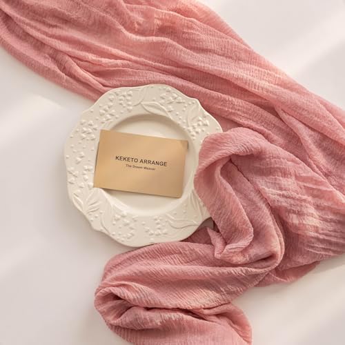 6Pcs Dusty Rose Cheesecloth Table Runner 120 Inches for Party Home Decor - Image 4