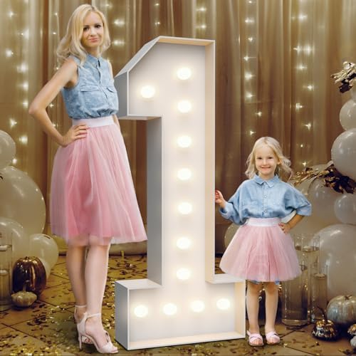 4FT Light Up Marquee Number 1- Large Foam Board Mosaic Kit by Teebloom
