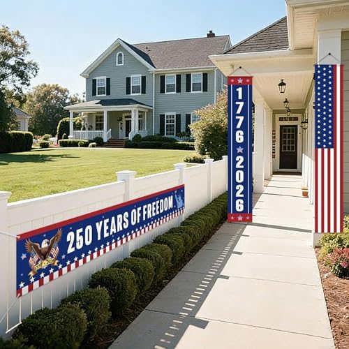 Peryiter 3 Pcs 250th Anniversary Patriotic Banner Garden Flag Porch Sign - Image 4