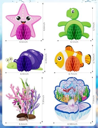 12 Pcs Under The Sea Party Decorations, Sea Animals Honeycomb Centerpieces - Image 6