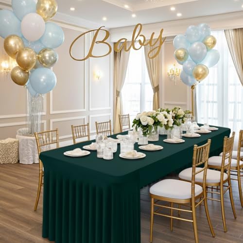 Smiry 2 Pack Spandex Open Back Tablecloth,Elastic Fitted Stretch Tablecloth for 6FT Rectangle Tables,Waterproof Washable Table Cover Skirt for Wedding, Banquet (Hunter Green, 72Lx30Wx30H Inch) - Image 5