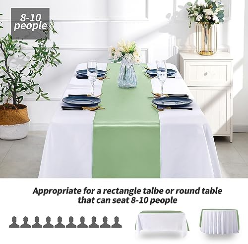 SiinvdaBZX 4 Pcs Sage Green Satin Table Runner 12 x 108 inches Long - Image 3