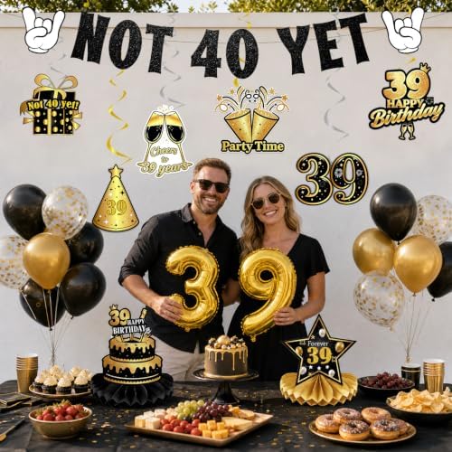 39 Birthday Decorations for Men Women Not 40 yet Balloons Kit 33PCS - Image 6