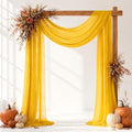 Gold Wedding Arch Draping Fabric Sheer Curtain Drapes 2 Panels | 20ft Extra Long Shimmery Backdrop Curtains Bulk for Wedding Anniversary Party Fall Outdoor Events Drapery Photo Backgrounds by Aeviusmo