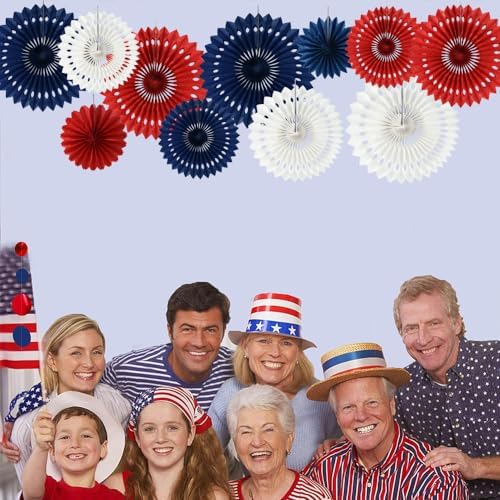 BEISHIDA Honeycomb Round Paper Fans Red White Blue Hanging Party Decoration - Image 6