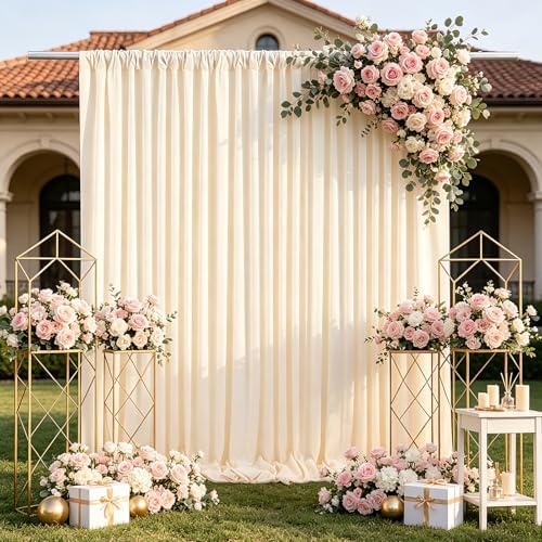 Beige Backdrop Curtains 20ftx8ft Wedding Polyester Photo Drapes - Image 5
