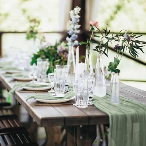 10 Pack Cheesecloth Table Runner 20 x 120 Inch, Sage Green - Image 6