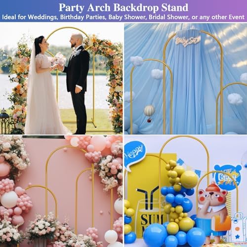 Hemmotop Metal Arch Backdrop Stand, Gold, Set of 3, 6FT, 5FT, 4FT - Image 5