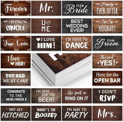 Beeveer 24 Designs Rustic Wedding Photo Booth Props,Double Sided PVC Selfie by Beeveer
