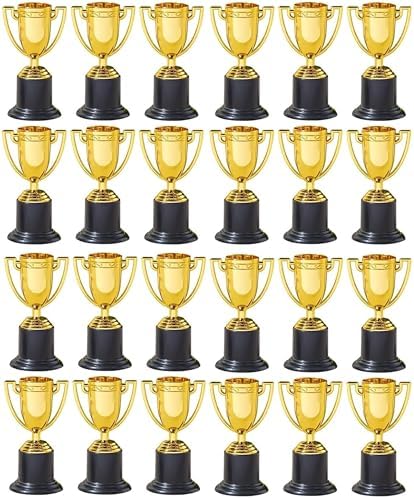 ZUGAR LAND Small Gold Trophies - Pack. (4") Plastic. Bulk Mini Trophy Cups. Great Olympic/Sports Participation Event Tournaments and Competitions Party Favors Themed Decoration by ZugarLand