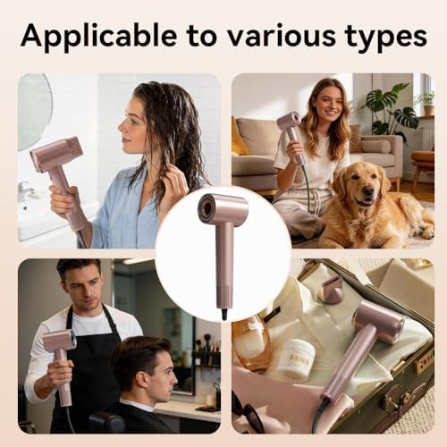 MIAMOR High-Speed Hair Dryer with 130,000 RPM Brushless Motor, 400M Negative Ions Blow Dryer for Fast Drying, Quiet Professional Ionic Hairdryer with Magnetic Nozzle & Fragrance Capsule, Champagne - Image 6