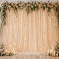 Ledido 10×10ft Champagne Tulle Backdrop Curtain with Light(4 Panels 5×10ft) by Ledido