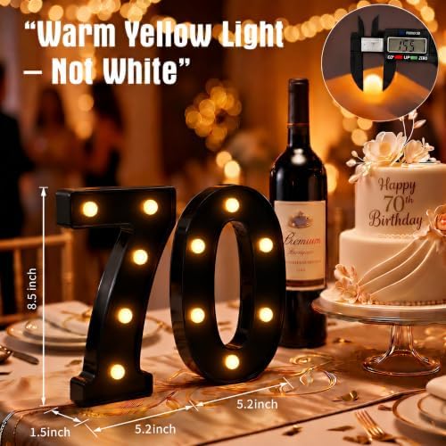 70th Birthday Decorations for Women, Light Up Number 70 LED Marquee Lights - Image 2